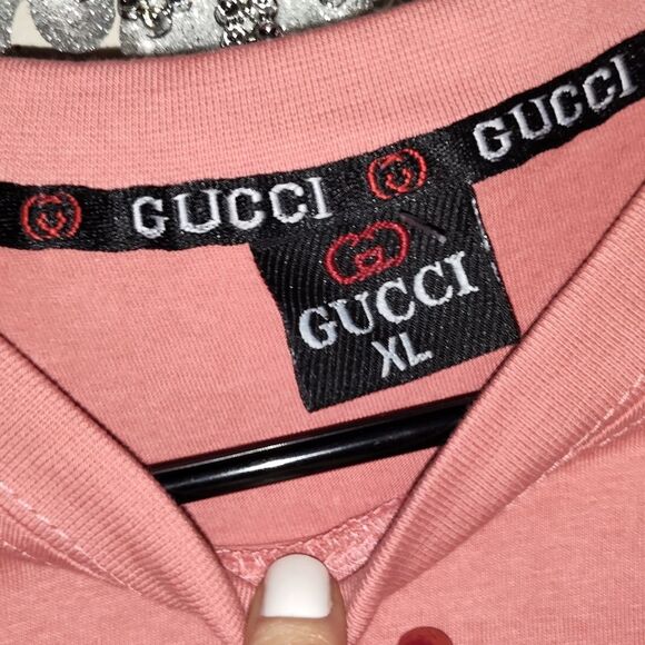 Gucci Mens Pink T-Shirt with Bear Design, embroidered XL, NWT - Picture 4 of 6